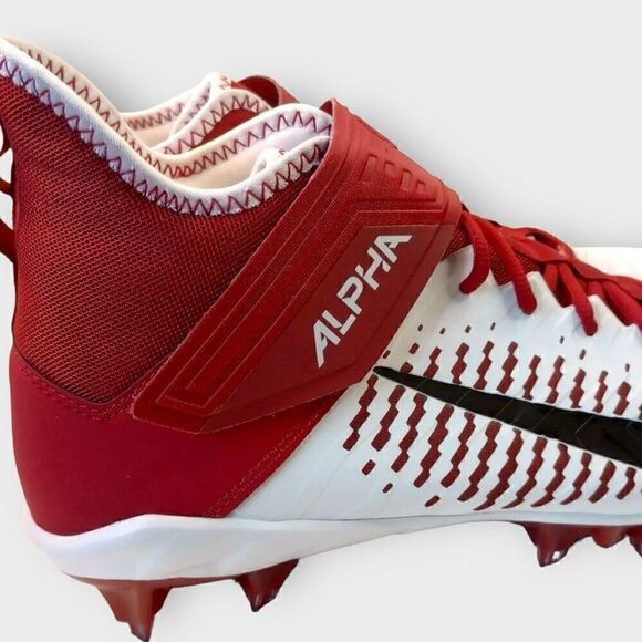 Nike Alpha Menace Pro 2 Mid Football Cleats White/Red BV3945-106 Mens size 14 - Picture 4 of 8